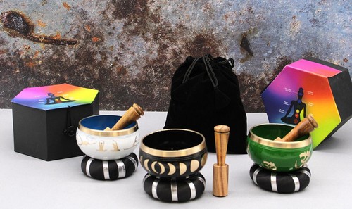 Tibetan brass singing bowls - brass,